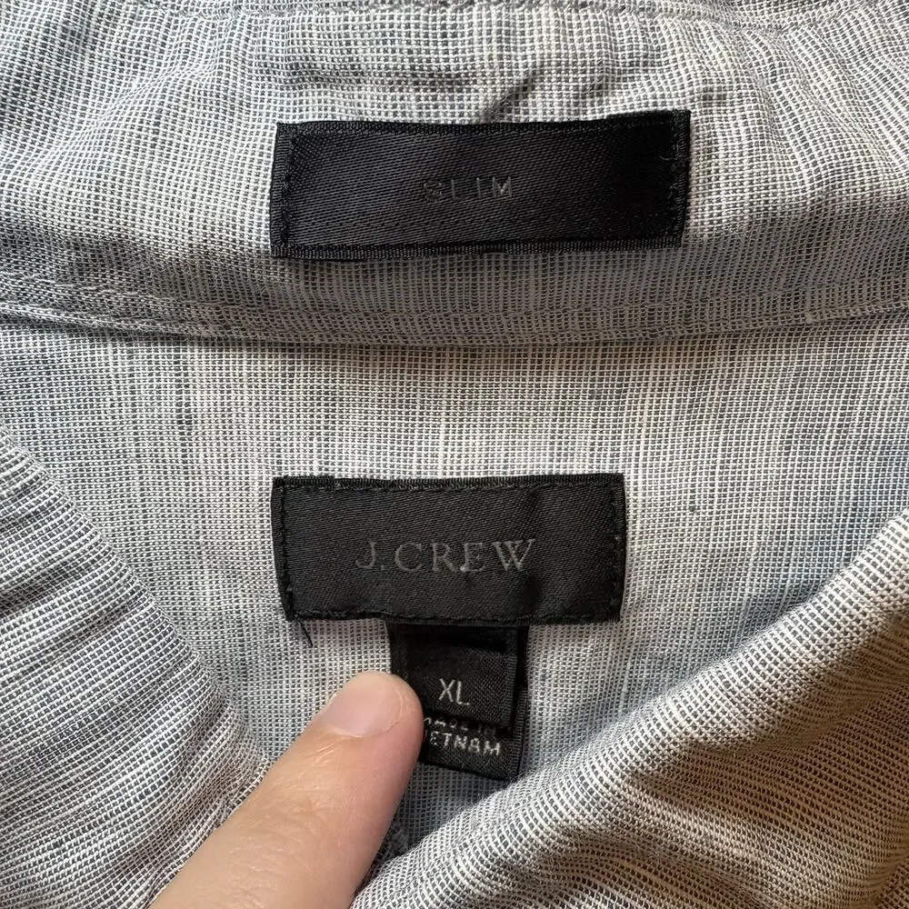 J.Crew Baird McNutt Irish Linen Blend Button Down Shirt Mens XL Blue Career Prep